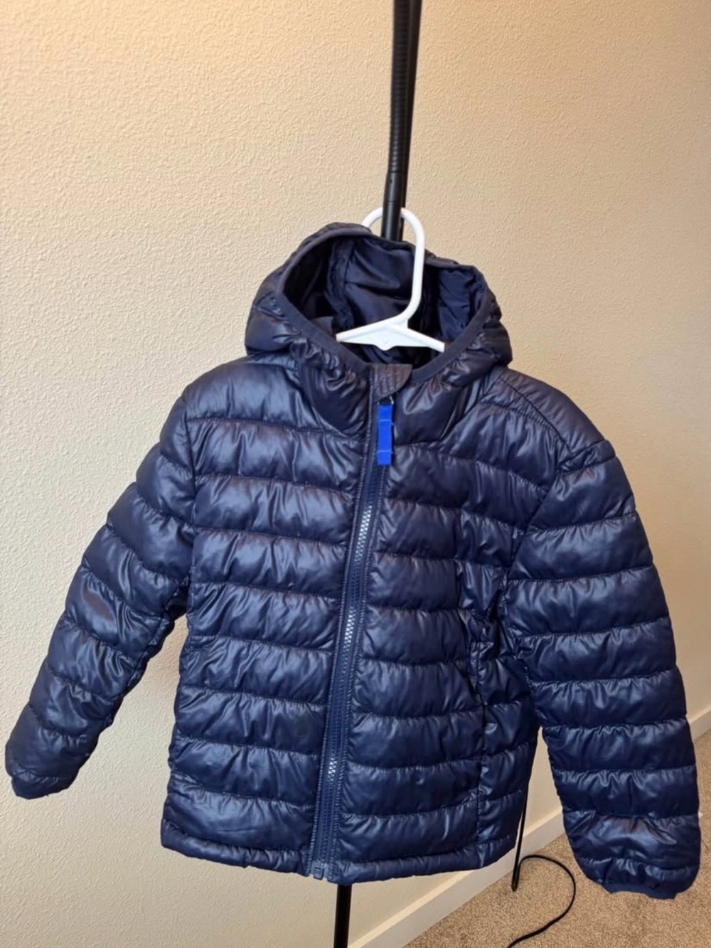 Primary Kids’ Navy Hooded Puffer Jacket